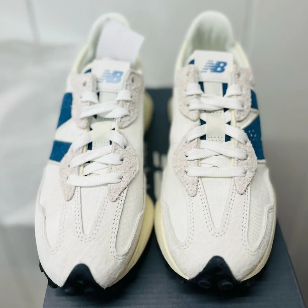 New Balance 327 Casual Womens Sneakers Shoes White Canvas Blue ~ various sizes ~ - Picture 6 of 14